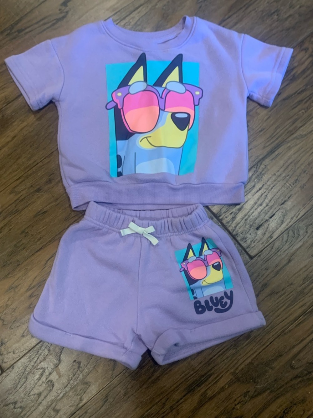 Lilac Girls Two-Piece Bluey Graphic Shirt & Shorts Set